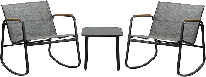 Kozyard 3-Piece Rocking Chair Set, Outdoor Rocking Textilene Bistro Set - Image 8