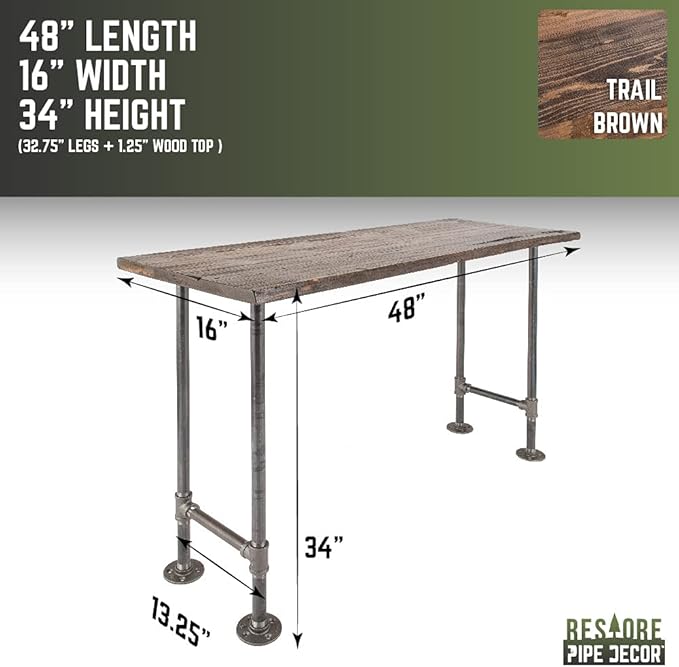 Restore by Pipe DÉCOR Live Edge Wood Console Table 48 in. x 16 in. x 34 in. - Image 3
