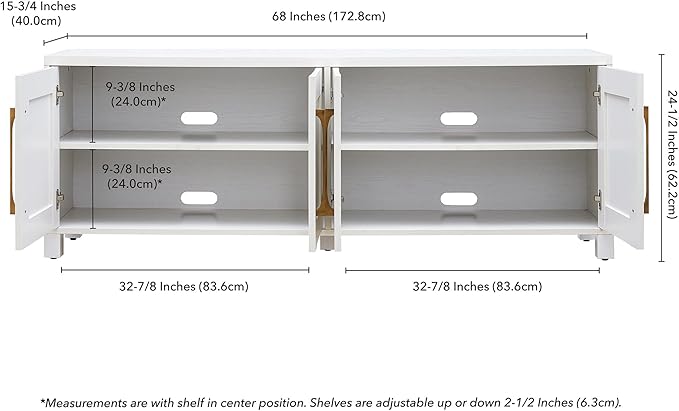 Henn&Hart Rectangular TV Stand for TV's up to 80" in White, TV Stands for the - Image 6