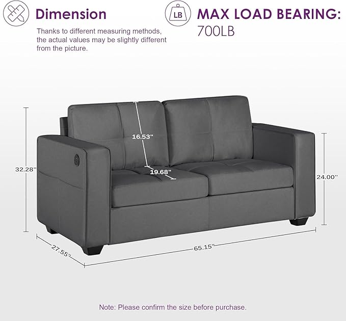TYBOATLE 65" Small Couches for Bedroom, Mid-Century Modern Tufted Comfy - Image 2