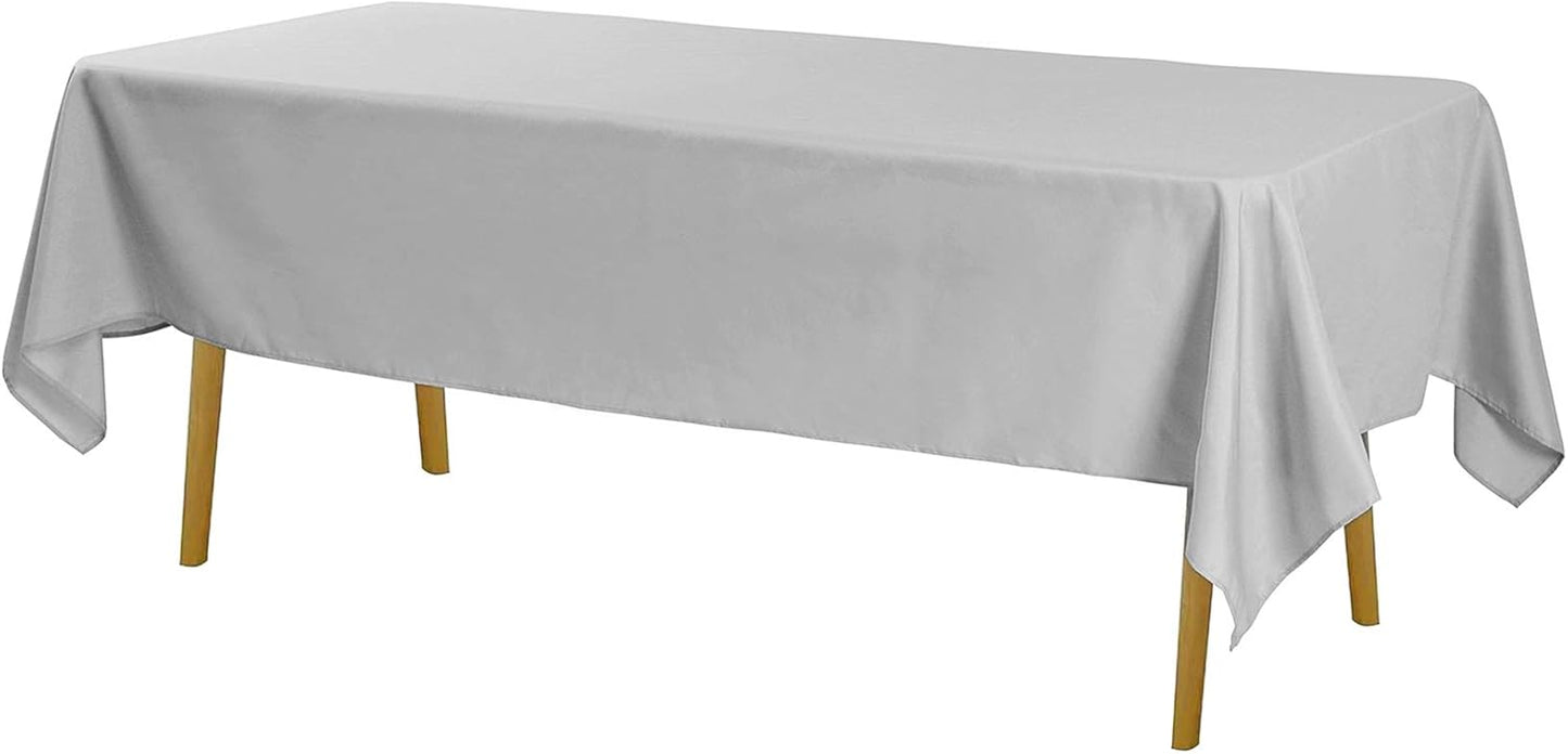 Rectangle Tablecloth 60x120 inch Washable Polyester Fabric Table Cloth for Wedding Party Dining Banquet Decoration（60x120, Silver）