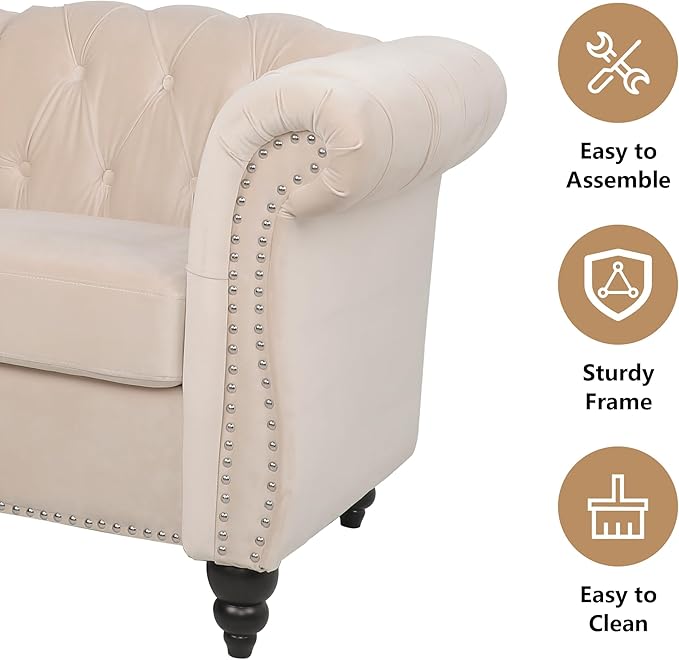 QHITTY 2 Piece Living Room Set, Sectional Chesterfield Sofa Chair Contemporary - Image 6