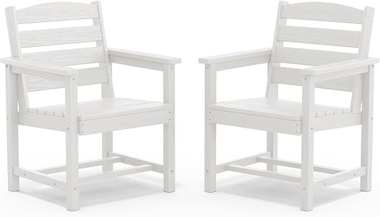 SERWALL Outdoor Dining Chairs Set of 2, All-Weather HDPE Patio Chair by SERWALL