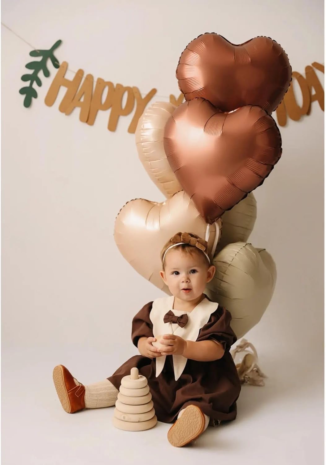 Sand White Brown Heart Balloons,10Pcs Apricot Beige Foil Heart Shaped Balloons,18Inch Boho Cream Nude Neutral Helium Balloon for Valentines,Engagement,Birthday,Baby Shower,Wedding Party Decorations
