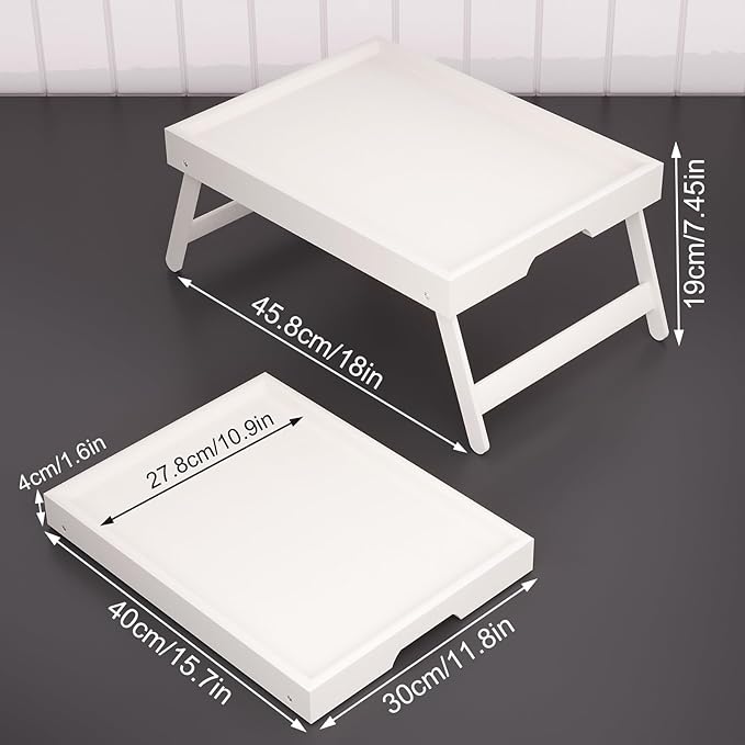 Fibogollo 4 Pack Bamboo Bed Tray Table - Image 2