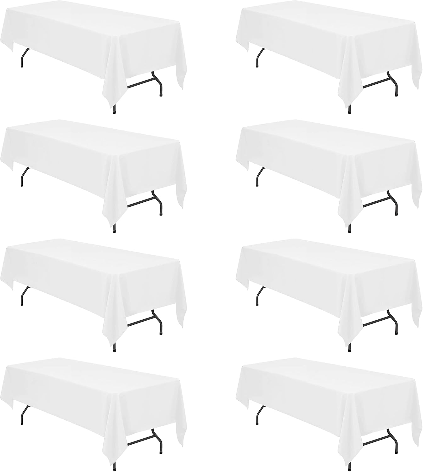 BRILLMAX 8 Pack White Tablecloths for 8 Foot Rectangle Tables 60 x 126 Inch - 8ft Rectangular Bulk Linen Polyester Fabric Washable Cloth Cover for Wedding Reception Banquet Birthday Party