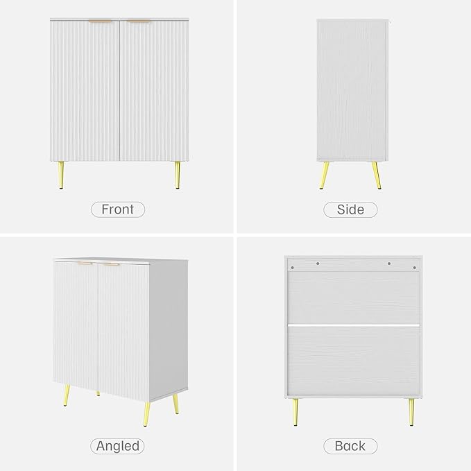 LubanNese Fluted Cabinet with Storage, Wooden Unique Sideboard Buffet Cabinet - Image 5