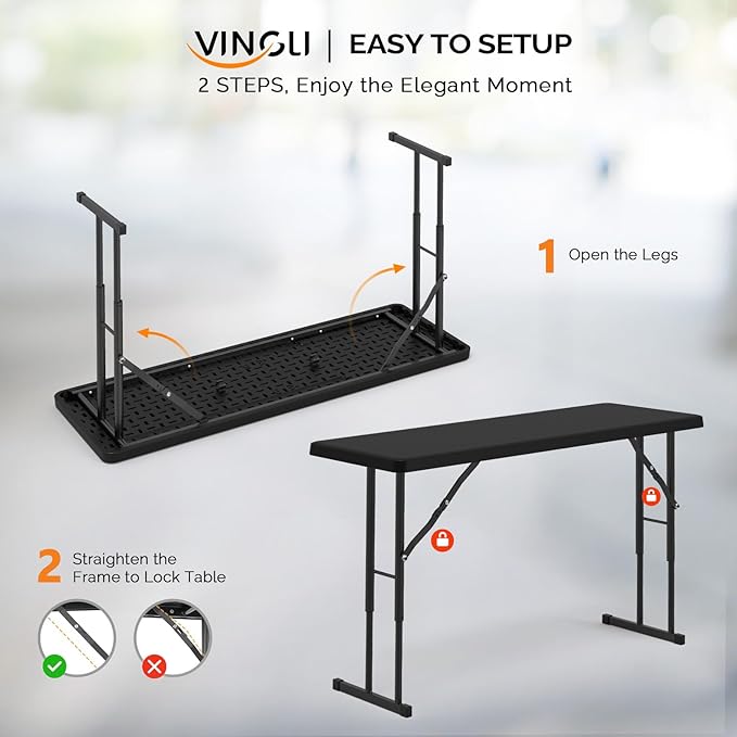 VINGLI 4 FT Narrow Folding Table, Home Work - Image 9