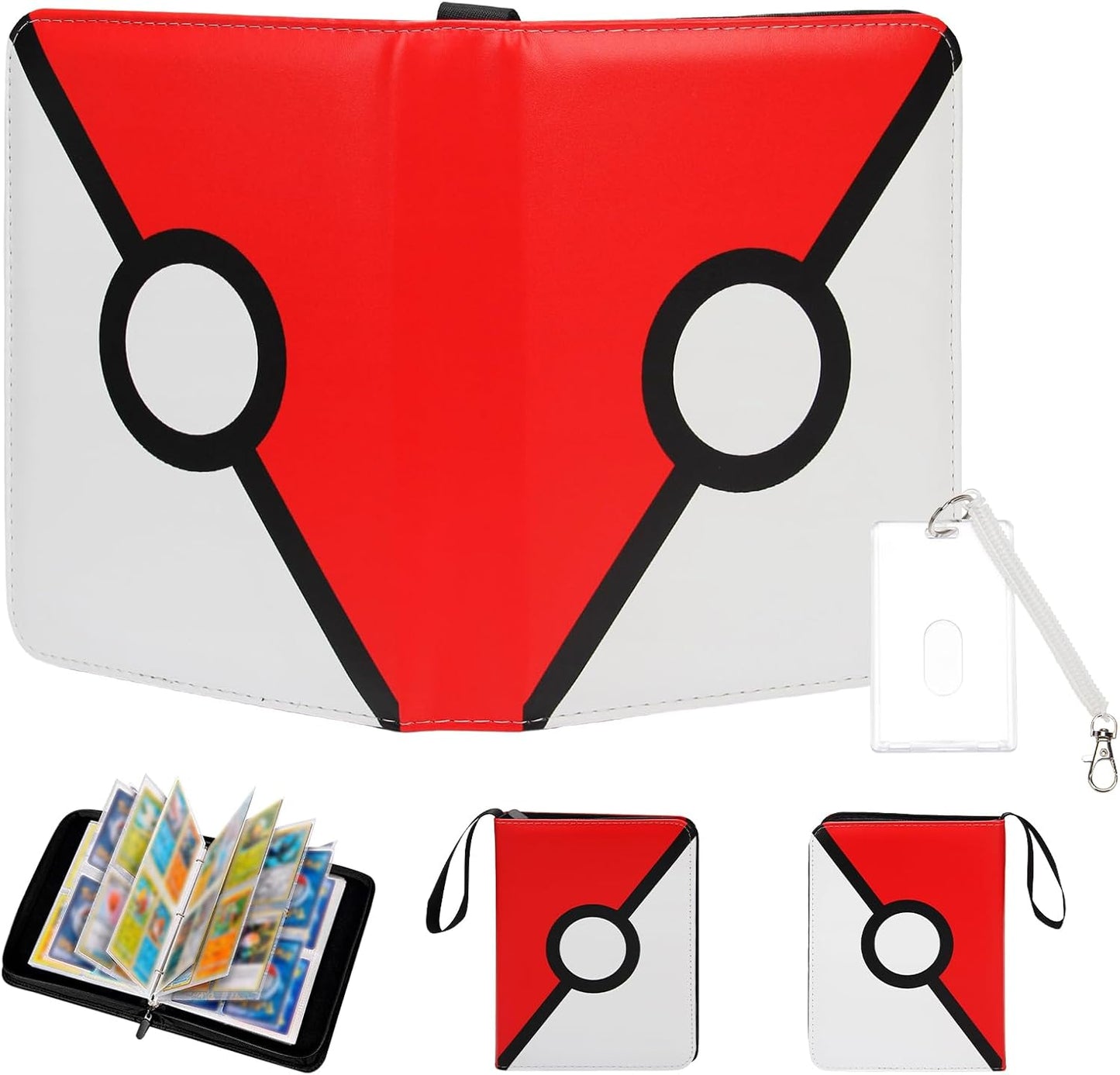 Madrigal Trading Card Binder 4 Pocket,400 Pockets Card Holder with 50 Removable Sleeves,Trading Card Albums for Game Cards,Premium Card Book, Game Cards & Sports Cards Red/White