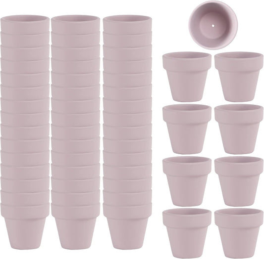 54 Pcs Small Mini Pink Clay Pots 2.1'' Terracotta Pot Clay Ceramic Pottery Planter Cactus Flower Pots Succulent Nursery Pots- Great for Window Boxes, Cactus, Plants, Crafts, Wedding Favors