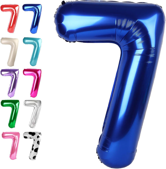 Digital Number 7 Night Blue Birthday Balloon 40 Inch, Foil Balloons for 7 17 27 70 77 Party Decorations Supplies, Night Blue Mylar Numbers Balloon for Seven Wedding Anniversary