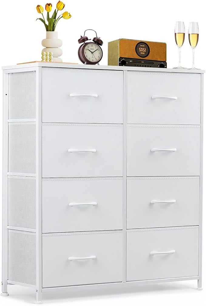 8-Drawer Dresser for Bedroom, Anti-Tip Tall Storage Organizer Chest of Drawers by SageNest