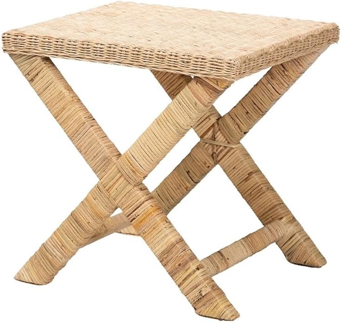 Baxton Studio Farica Modern Bohemian Natural Rattan and Mahogany Accent Bench by BaxtonStudio