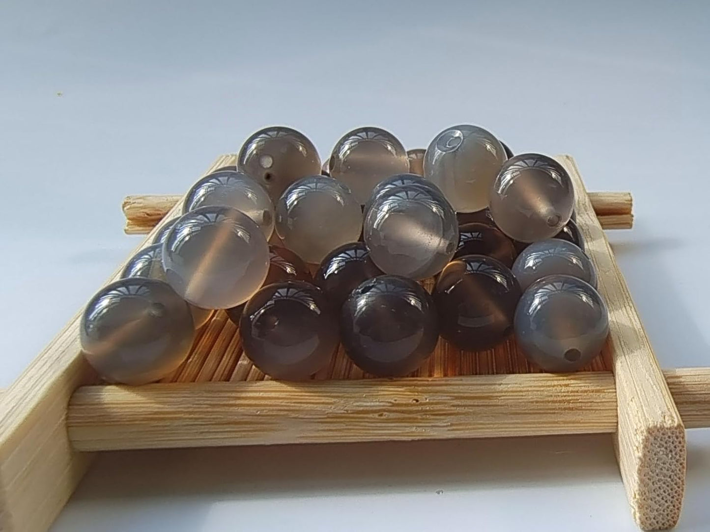 Stone Beads 8mm 100pcs Grey Agate Beads Round Loose Gemstones Beads for Bracelet Necklace Jewelry Making (8mm, 60820 Grey Agate)