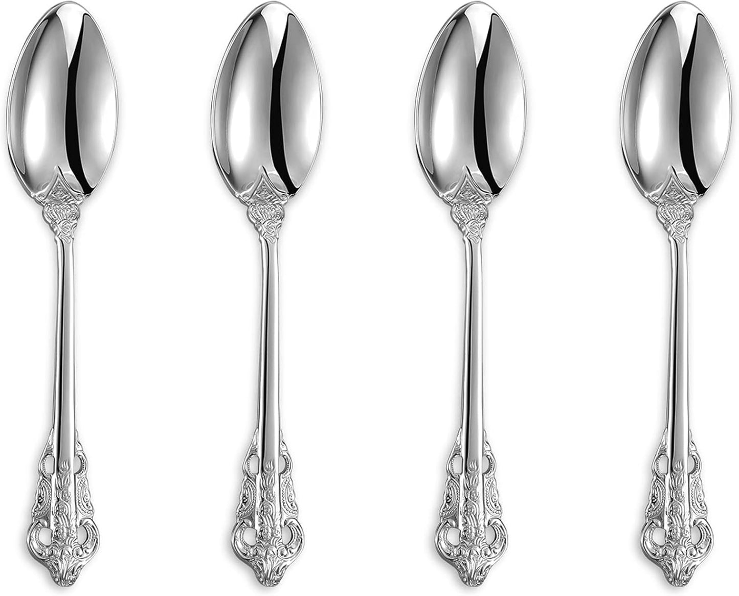 KEAWELL Luxury 6.3" Teaspoons, 18/10 Stainless Steel, Gorgeous Small Spoons, Stirring, Mixing, Sugar, Cake, Dessert Spoons, Mini Antipasto spoons (Silver)