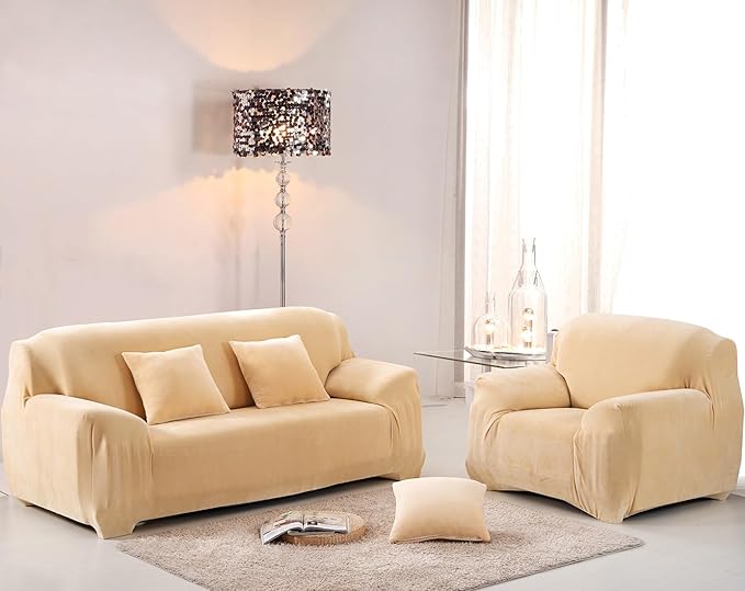 vctops 1-Piece Velvet Plush Stretch Loveseat Sofa Slipcover - Image 2
