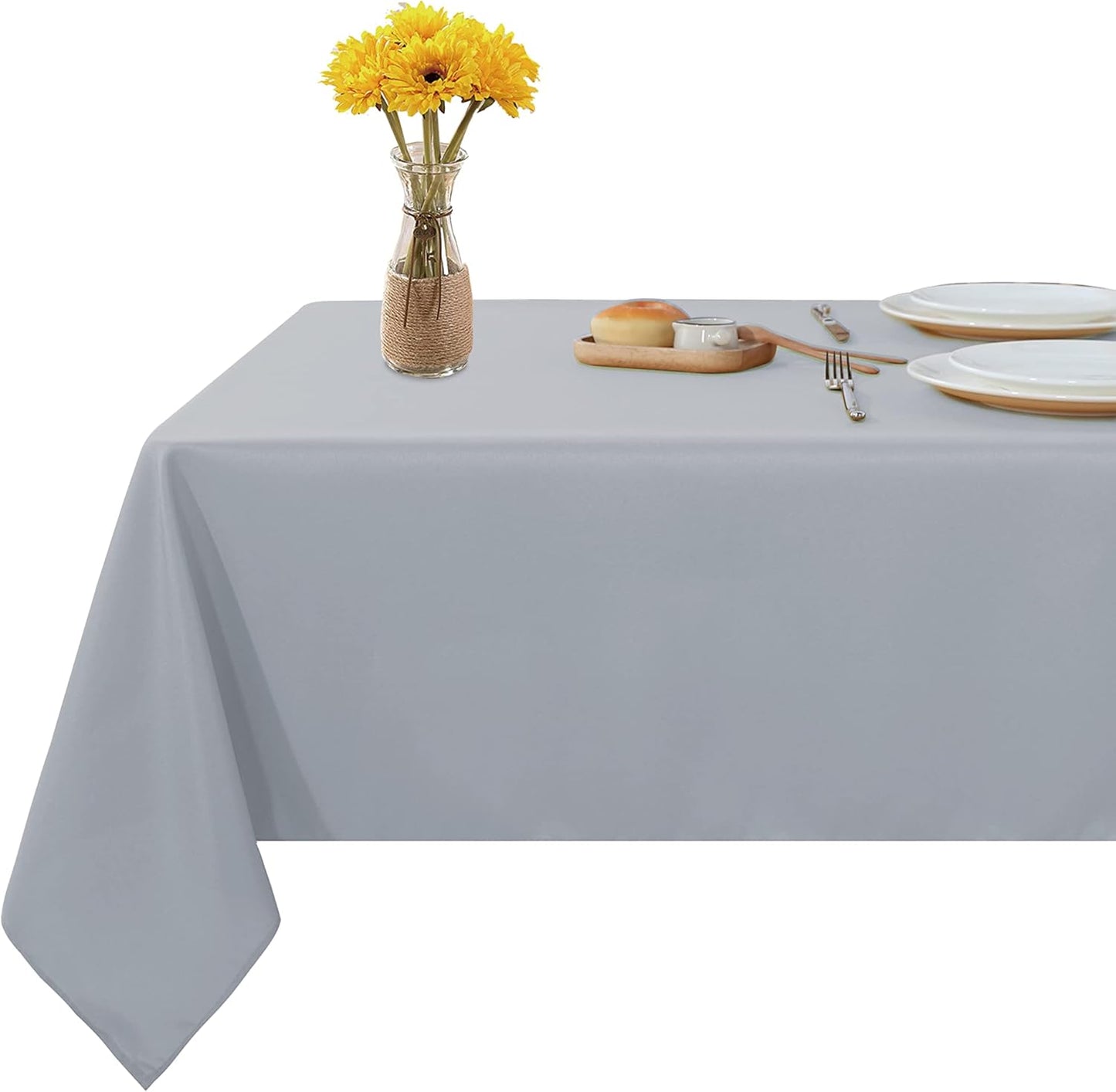 Fitable Rectangle Tablecloth 60x84 inch Tablecloth Stain and Wrinkle Resistant Washable Polyester Table Cloth for Buffet Parties and Camping Silver