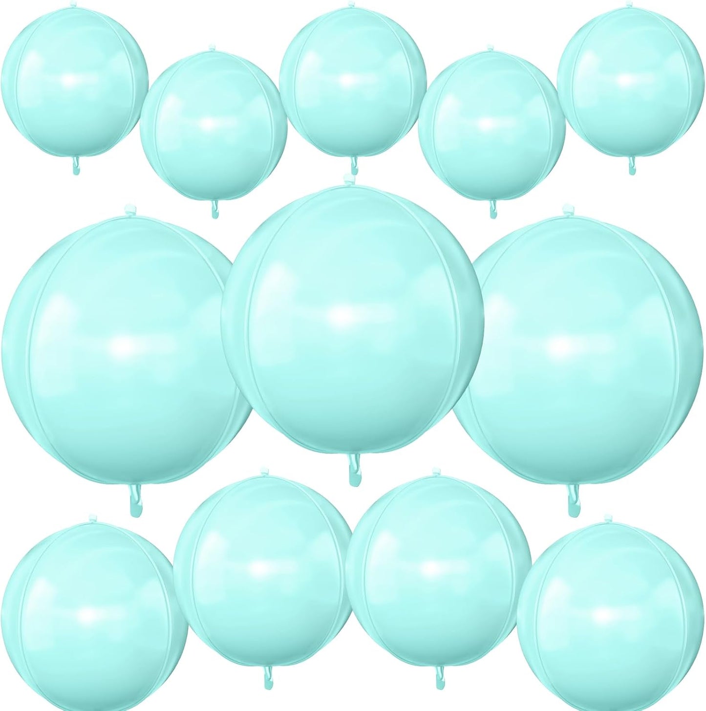 12Pcs Baby Blue Round Foil Balloons, 22" 15" 10" 4D Helium Ball Balloon, Metallic Pastel Teal Blue Foil Balloon for Birthday Wedding Baby Shower Blue Theme Prom Anniversary Party Decorations