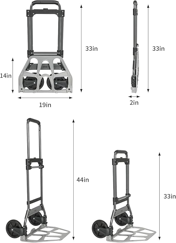 Leeyoung Folding Hand Truck and Dolly, 264 Lb Capacity Heavy-Duty Luggage - Image 3