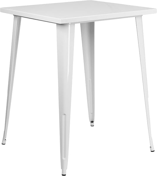 Flash Furniture Nolan Commercial Grade 31.5" Square White Metal Indoor-Outdoor by FlashFurniture