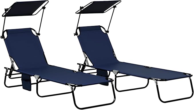 Outsunny Folding Chaise Lounge Pool Lounge Chairs Set of 2, Outdoor Sun Tanning by Outsunny