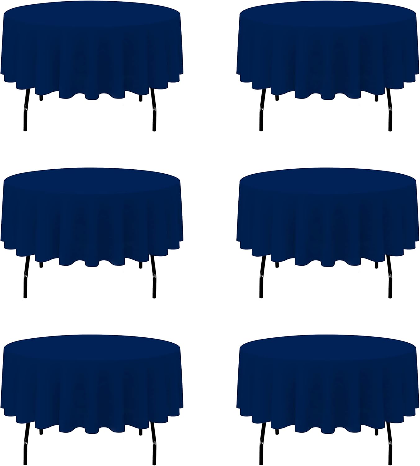 BRILLMAX 6 Pack Navy Blue Round Tablecloths 90 Inch - Circle Bulk Linen Polyester Fabric Washable Table Cloth Cover for Wedding Reception Banquet Birthday Party Buffet Restaurant
