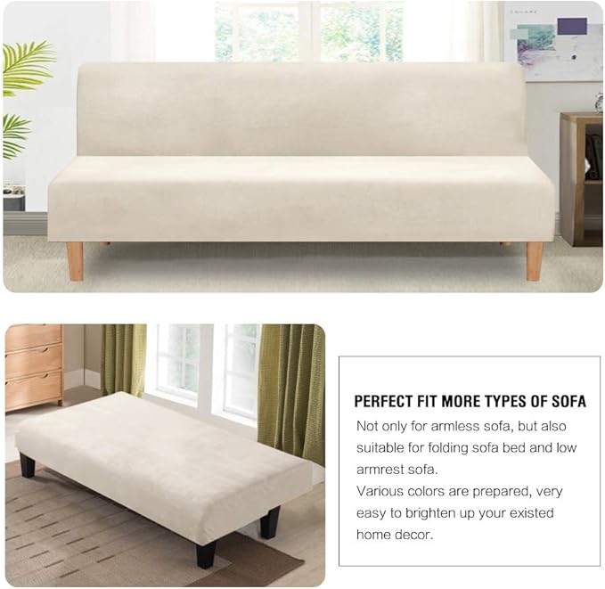 H.VERSAILTEX Real Futon Cover Armless Sofa Covers Sofa Bed Covers Stretch Futon - Image 5