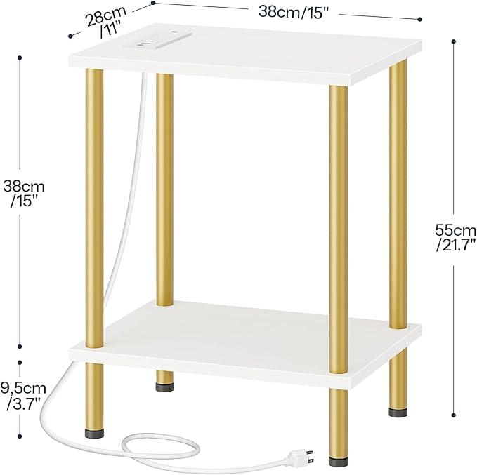 HOOBRO Side Table with Charging Station, End Table with USB Port and Outlet - Image 3