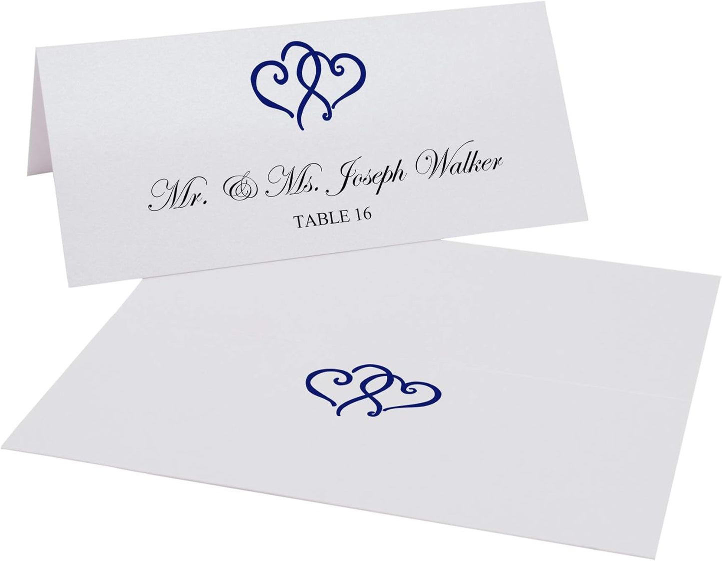 Linked Hearts Printable Place Cards, Navy (Choose Color), Set of 150 (25 Sheets), Laser & Inkjet Printers - Wedding, Party, Dinner, and Special Events - Made in the USA