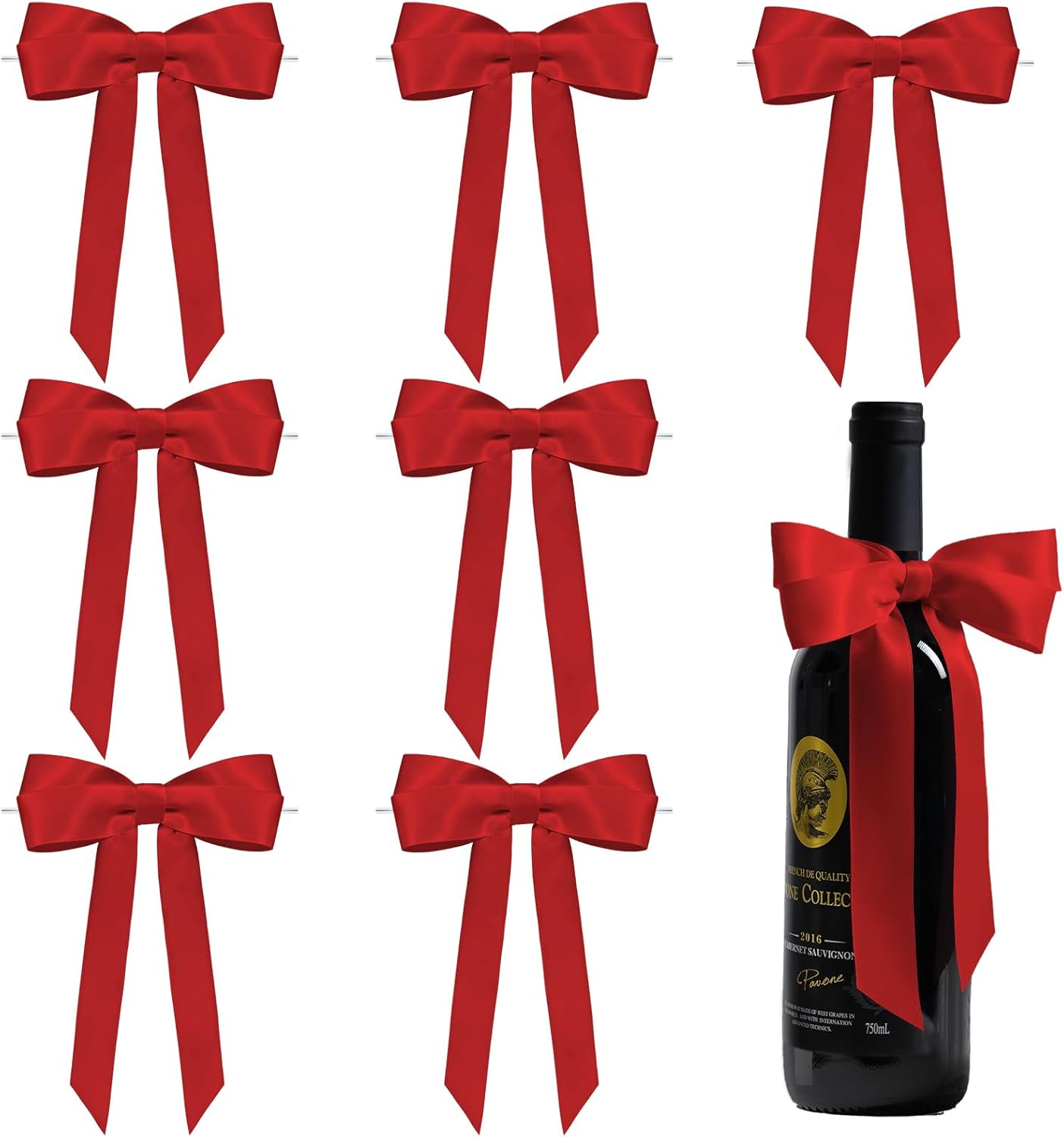 Red Bows for Gift Wrapping, 5'' X 7'' Satin Gift Bows for Birthday, Wedding, Party, 30 Pcs