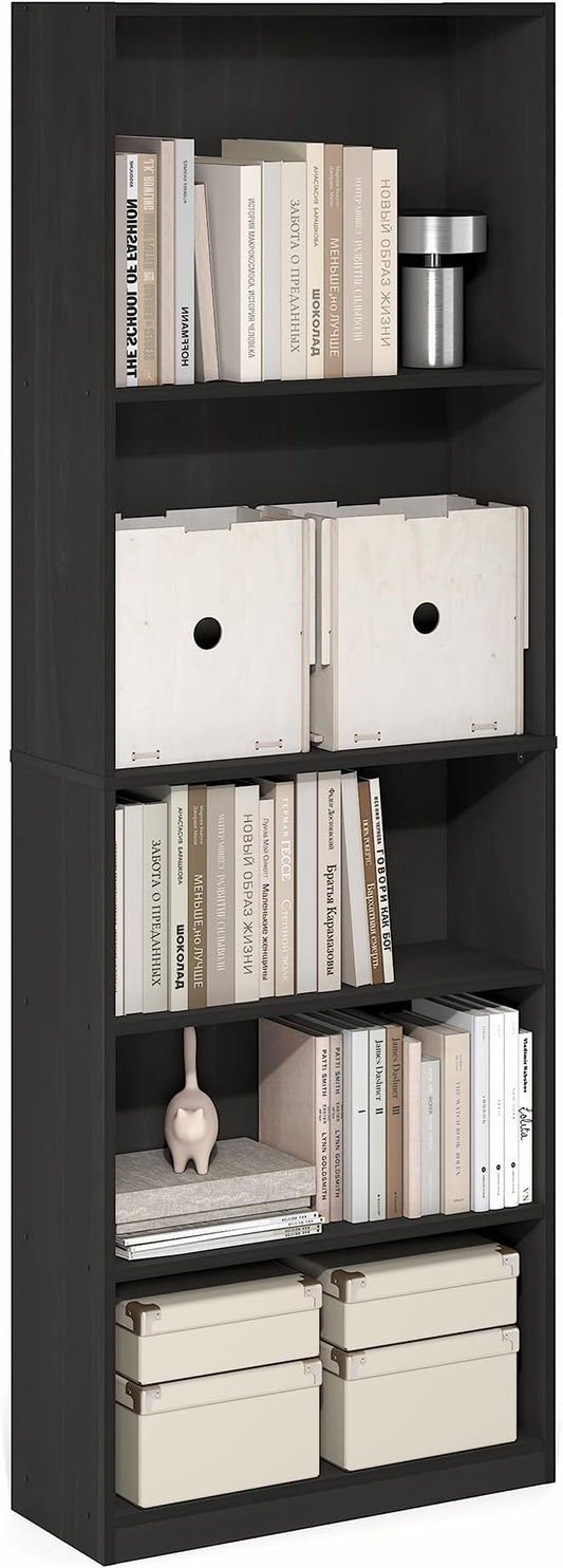 Furinno Jaya Book Shelf, 5-Tier Tall Book Shelf, Bookcase by Furinno-FitsYourSpaceFitsYourBudget