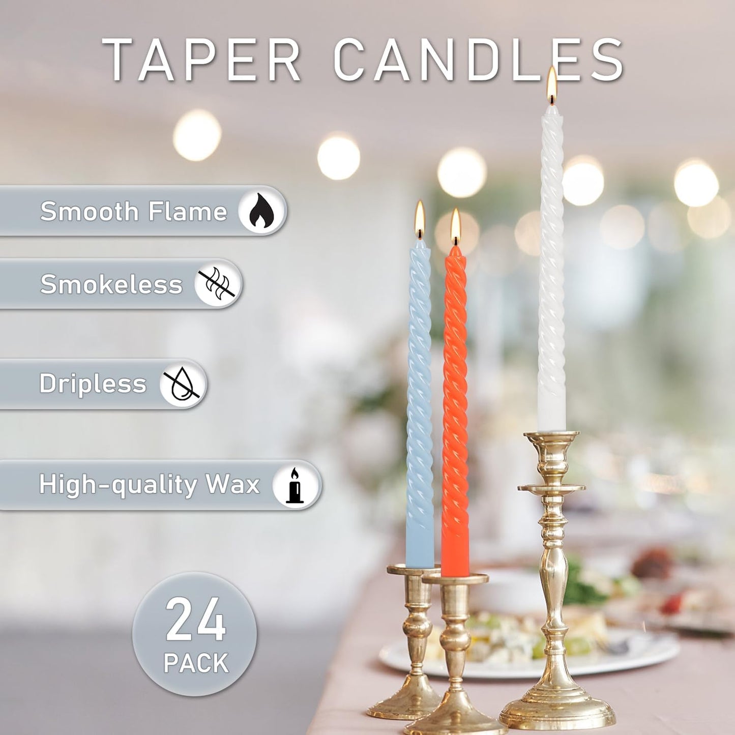 12-Pack 12-Color Spiral Taper Candles - 10 Inch Dripless & Long-Lasting Burn, Decorative Twisted Candles for Wedding, Birthday, Christmas, Home Decor, Party Supplies (Premium Wax, Unscented)