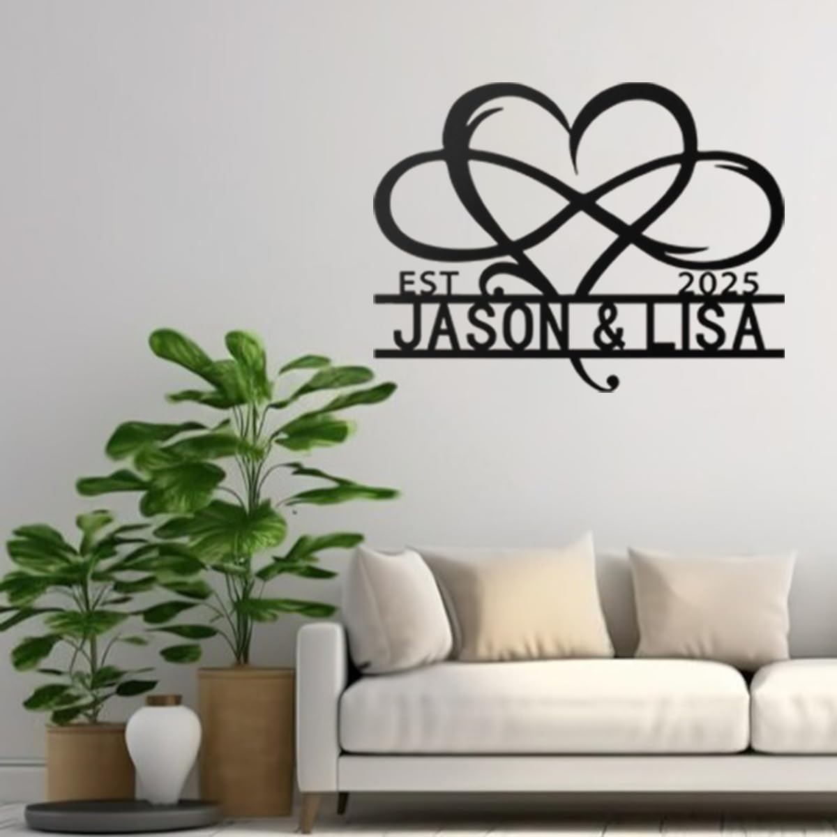 NAZENTI Personalized Metal Couple Sign Gift, Wedding Gift, Family Name Sign, Outdoor Name, Anniversary, Home Decor, Front Door