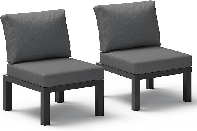 Aluminum Outdoor Patio Sofa Set, 2 Seats Modular Sectional Single Seat Sofa by Oasbira