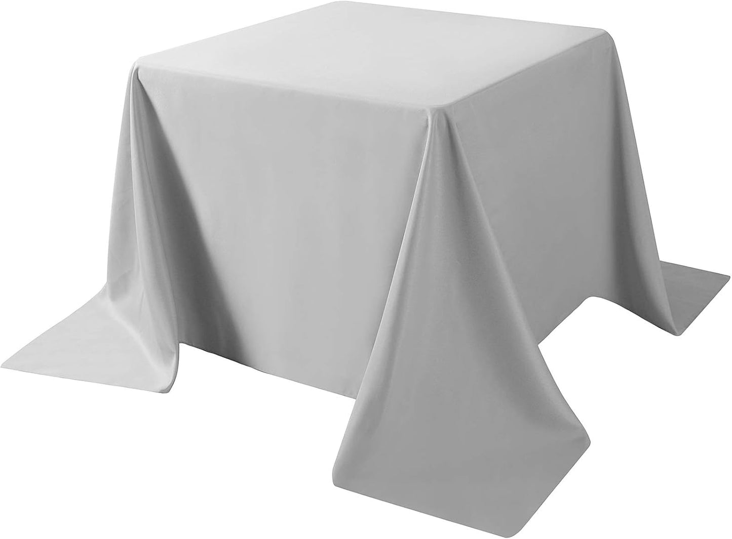 Cupuamon Square Tablecloth 90x90 inch Washable Polyester Fabric Table Cloth for Wedding Party Dining Banquet Decoration（90x90,Silver）