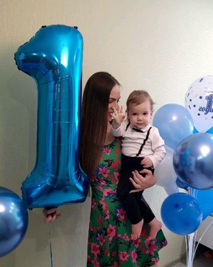 40 Inch Dark Blue Number Balloons,Helium Mylar Foil Number Balloons Number 1 Balloon for 1st Birthday Decorations for Kids,Anniversary Party Decorations Supplies