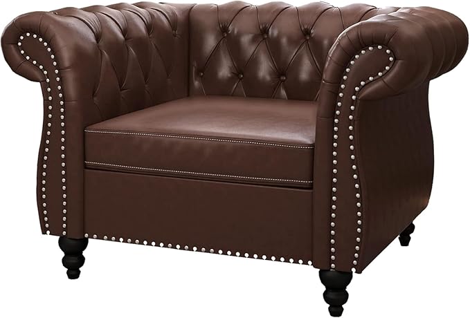 Mid-Century Sofa Chair, Faux Leather Accent Chair - Image 7