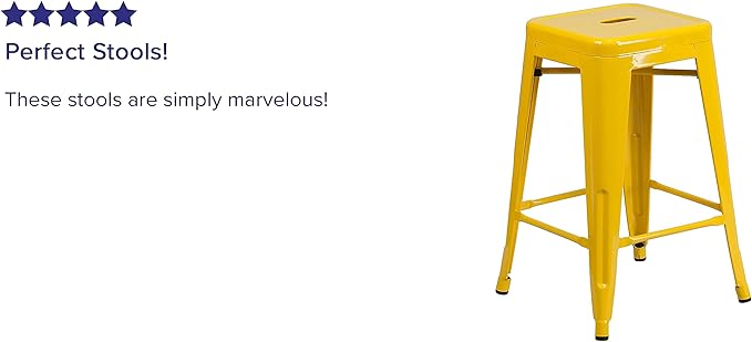 Flash Furniture Lily 4 Pack Commercial Grade 24" High Backless Yellow Metal - Image 5