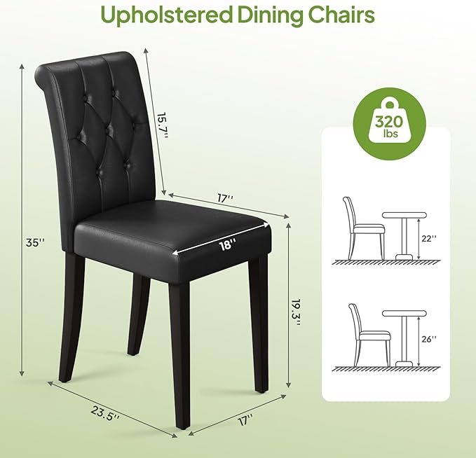 Welzona Upholstered Dining Chairs Set of 4, Button Tufted Parsons Dining Chair - Image 2