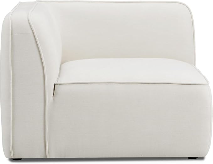Pemberly Row Upcycled Linen Corner Chair, Sand Finish, Modular Eco-Friendly - Image 3