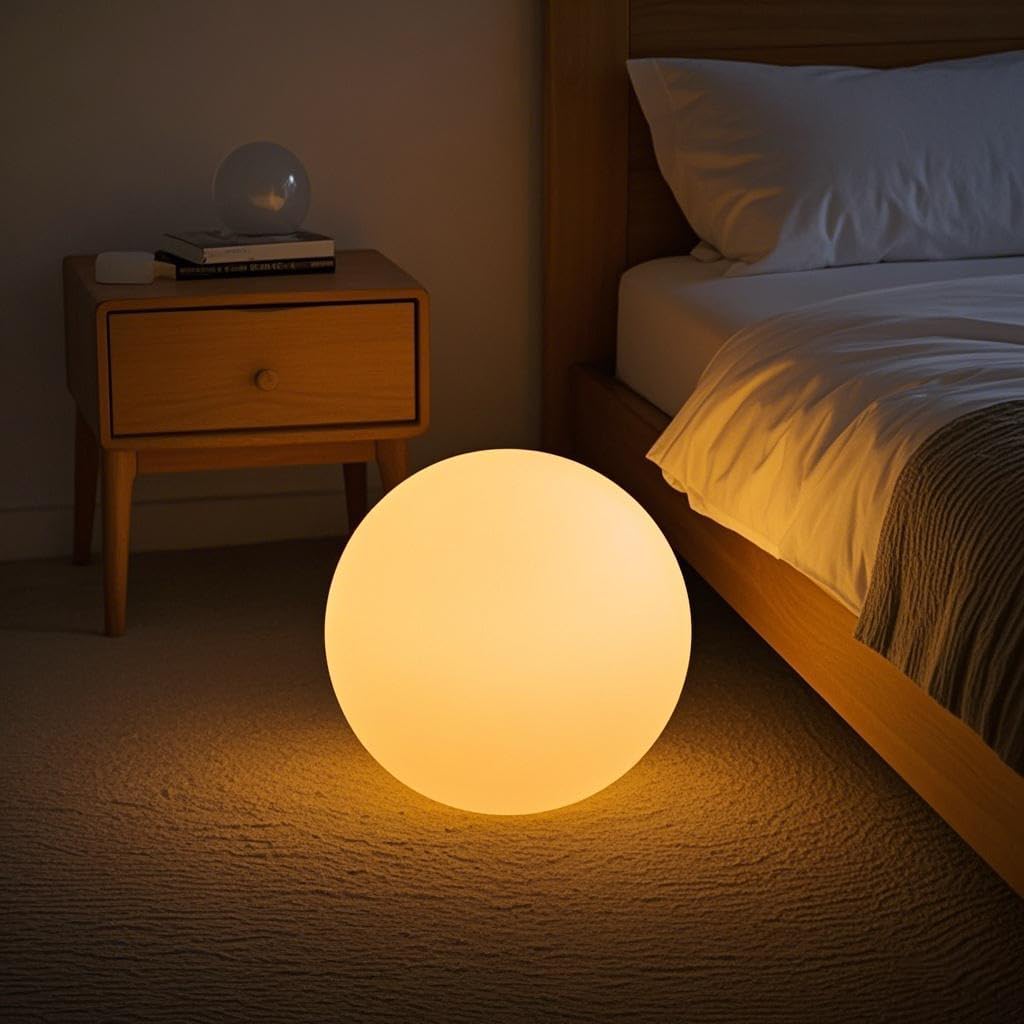 12-Inch LED Ball Light, Changing Glowing Orb Light with Remote, Soft Dimmable Globe Floor Lamp, Rechargeable Globe Mood Lamp, Waterproof Decorative Cordless Night Lights for Home Bedroom Nursery Patio