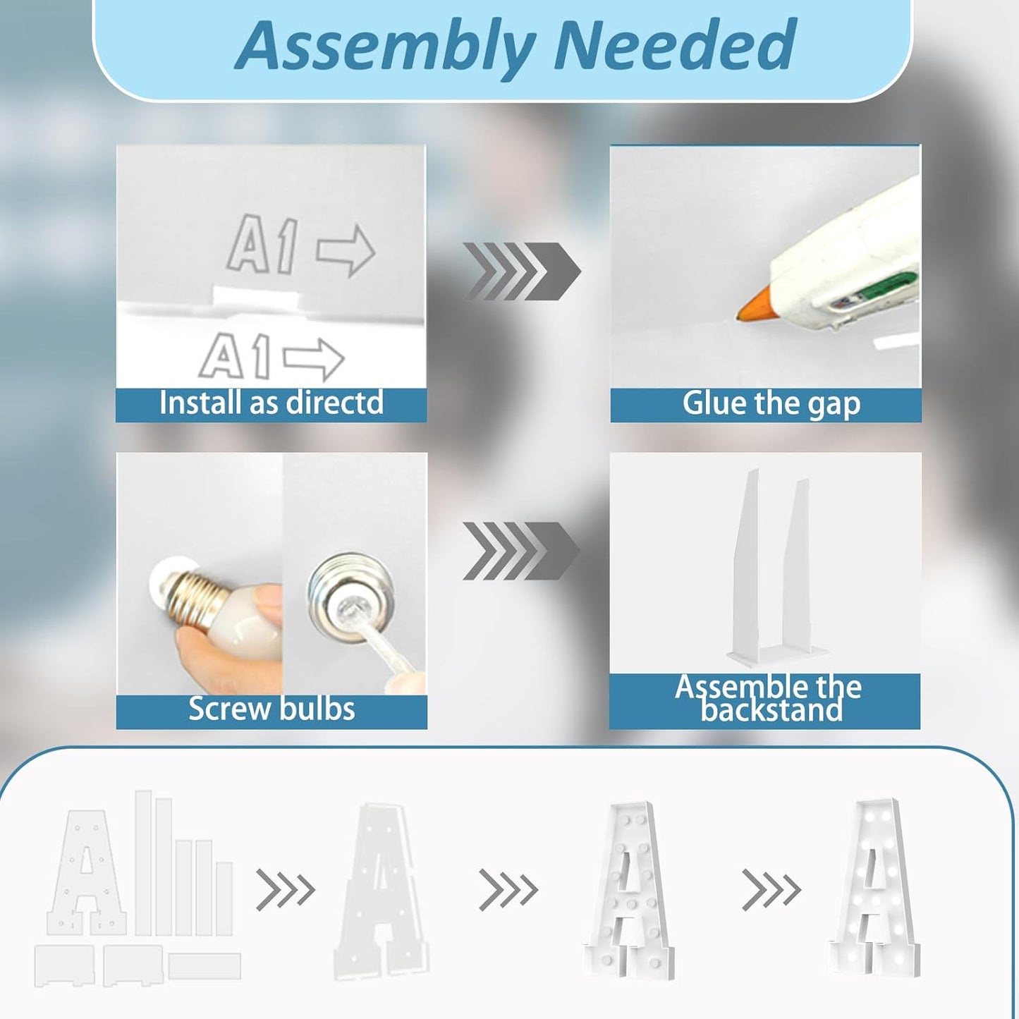 Ledido 4FT Marquee Light Up Letters, Cool White Light Up Letters Large Marquee Letter for Party Decorations, Mosaic Letter P for Balloons, Wedding Birthday Graduation Decor