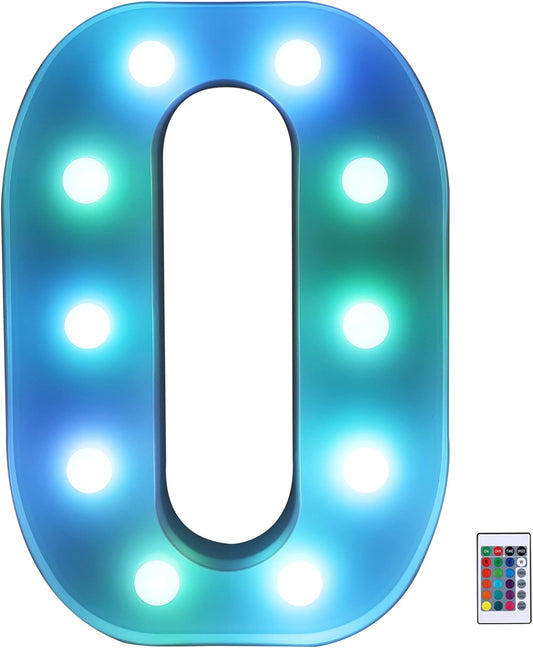 Foaky Colorful LED Letter Lights with Remote,Marquee Light Up Letters Sign for Night Light Wedding/Birthday Party Battery Powered Christmas Lamp Home Bar Decoration(O)