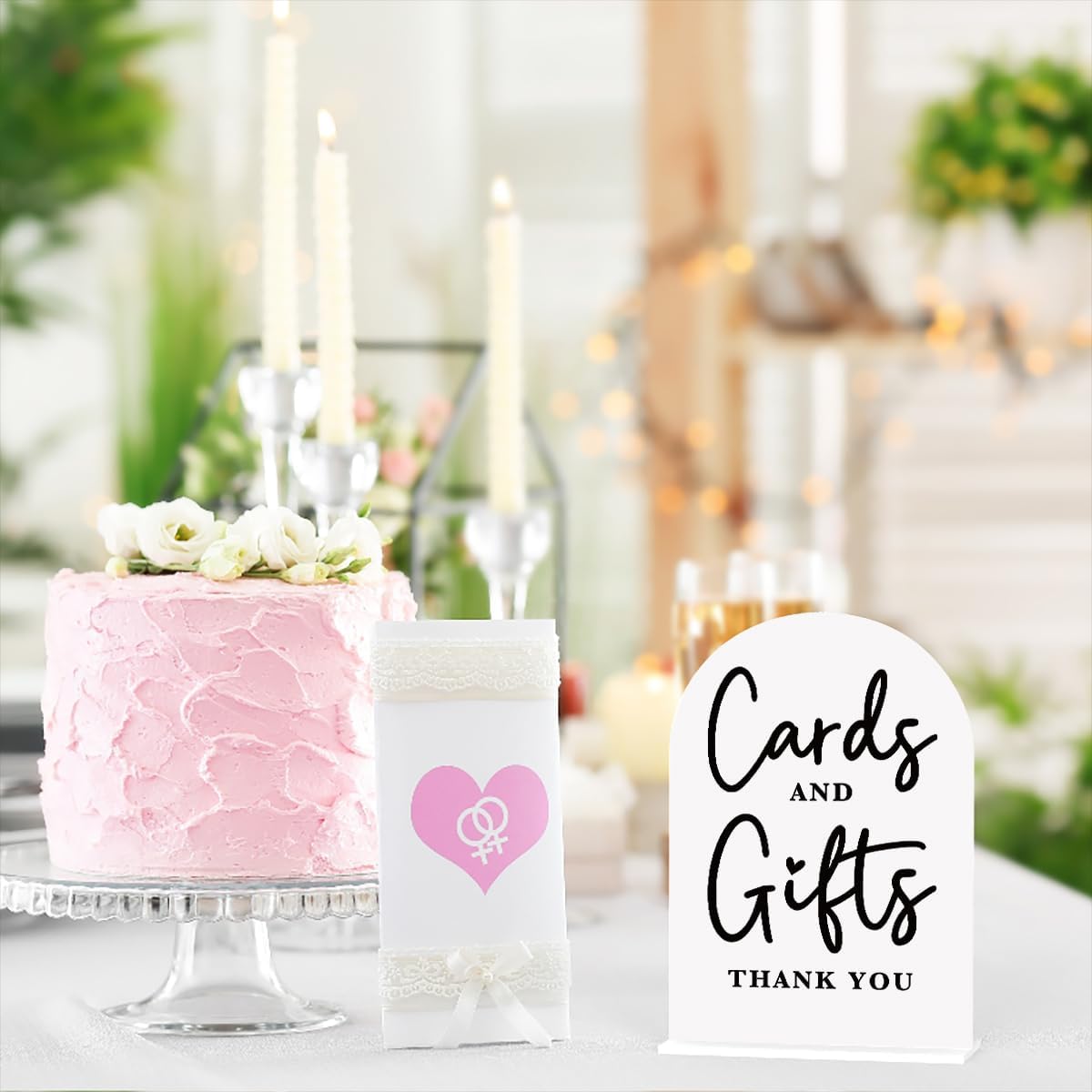 Acrylic Wedding Sign Cards and Gifts Sign for Wedding Wedding Signs for Ceremony Modern Calligraphy Arch Acrylic Table Top Sign for Wedding Reception and Event Party Table(white）