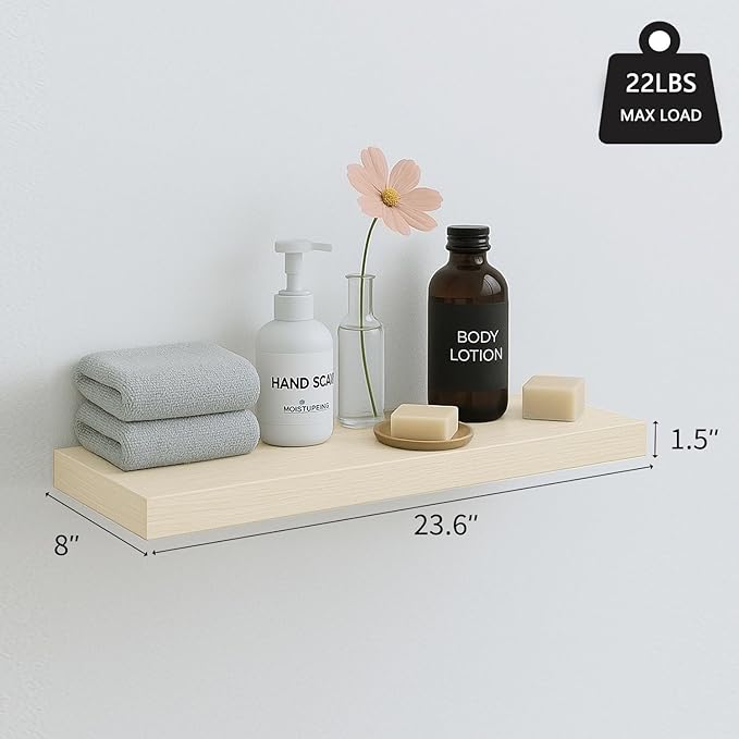 White Oak Floating Shelves for Wall, 24 in Wall Mounted Shelves Perfect for - Image 3