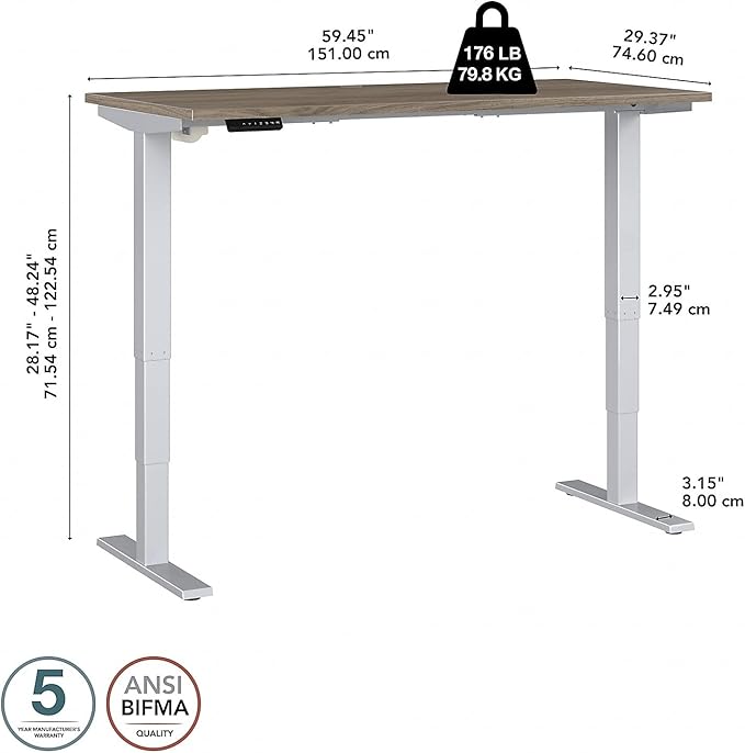 Bush Business Furniture 60-inch Electric Height Adjustable Standing Desk - Image 5