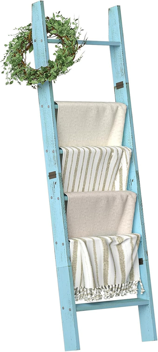 Honest Blanket Ladders for The Living Room, 6-Tier Blanket Holder, Wall-Leaning by HONESTOUTFITTERS