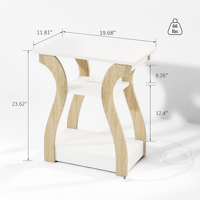 FROMJBEST End Table with Charging Station, Side Table with USB Ports and Outlets - Image 3