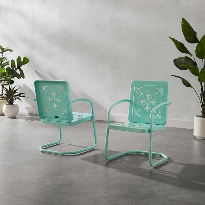 Crosley Furniture Azalea 2-Piece Outdoor Chair Set, Vintage Retro Metal Patio - Image 2