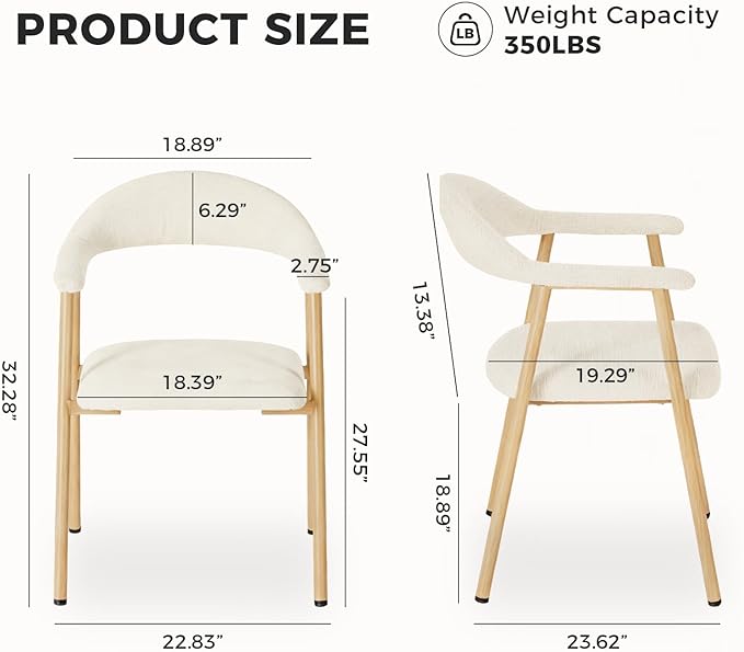 DUMOS Dining Chairs Set of 2, Linen Fabric Upholstered Kitchen Side Chairs - Image 2
